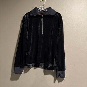 SPANX Velvet 1/4 Zip Black  Pullover Collared Size XL
